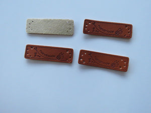 10 Wool, Scissors thread handmade PU Leather labels 50x 15mm