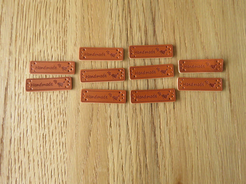 50 PU Leather Bird with Twig handmade labels 50x 15mm- NOTE THESE LABELS ARE DUE IN STOCK ON 20 March- any orders with these labels will be dispatched once the labels arrive.