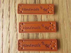 25 PU Leather Bird with Twig handmade labels 50x 15mm- NOTE THESE LABELS ARE DUE IN STOCK ON 20 March- any orders with these labels will be dispatched once the labels arrive.