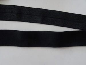 50 Yards / 45.7m Wider 25mm 1" Black FOE FoldOver Elastic Fold Over FOE