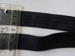 50 Yards / 45.7m Wider 25mm 1" Black FOE FoldOver Elastic Fold Over FOE