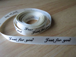 5 yards Just for You Cream Satin Ribbon 10mm