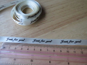 5 yards Just for You Cream Satin Ribbon 10mm