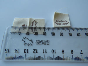 50 Handmade underlined with Heart twigs Cotton Flag Labels 2 x 2cm folded