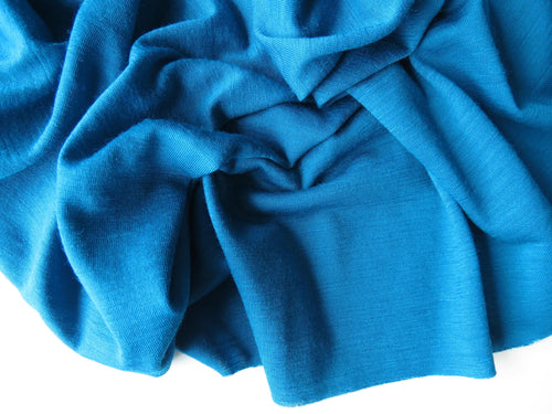 Offcut 16cm L x 150cm wide Montreal Teal Blue 65% merino 35% polyester jersey knit 120g