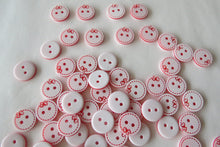 Load image into Gallery viewer, 10 Red Bow on White Buttons 10mm- last lot