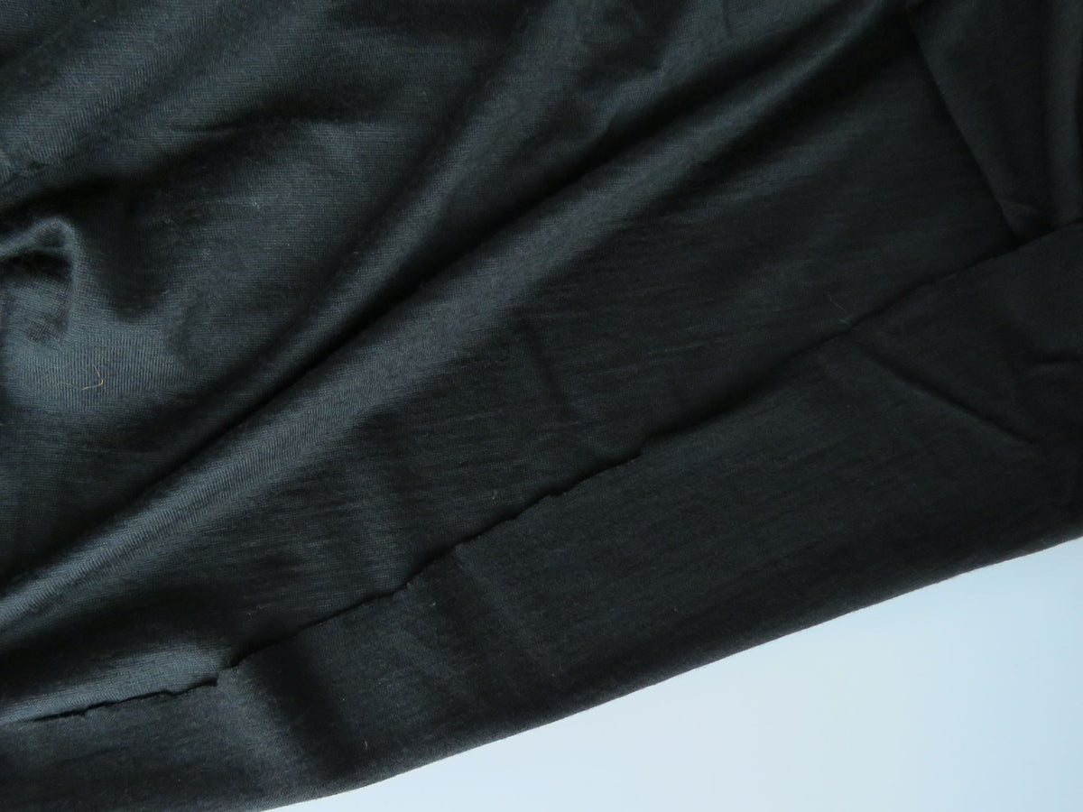 1m Wesley Black 195g 100% merino jersey knit 152cm wide – New Zealand ...